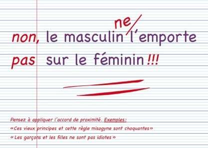 Non, le masculin ne l'emporte pas sur le féminin !