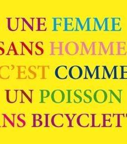 Une femme sans homme, c'est comme un poisson sans bicyclette